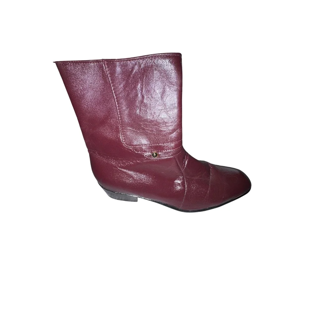 Innovation Mens Burgundy Leather‎ Side Zip Ankle Boots Square Toe MX 30 US 11